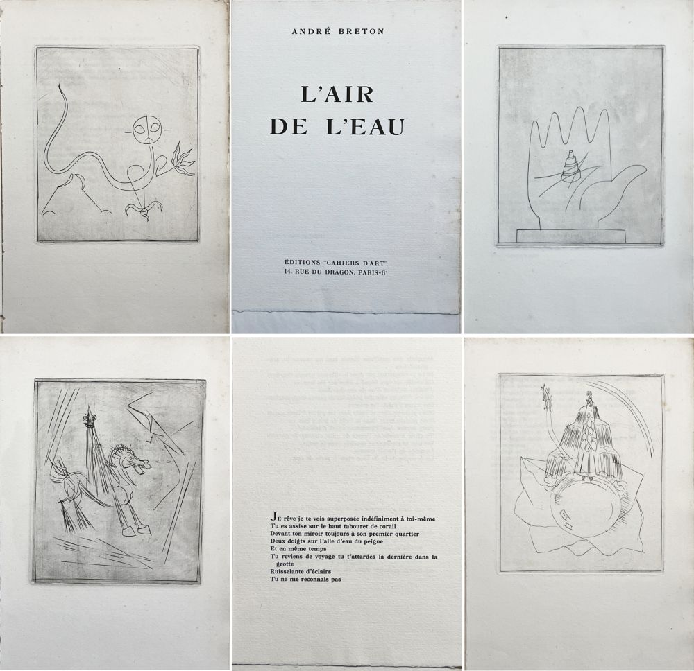 Livre Illustré Giacometti - André Breton. L'AIR DE L'EAU. 4 gravures originales (Paris 1934)