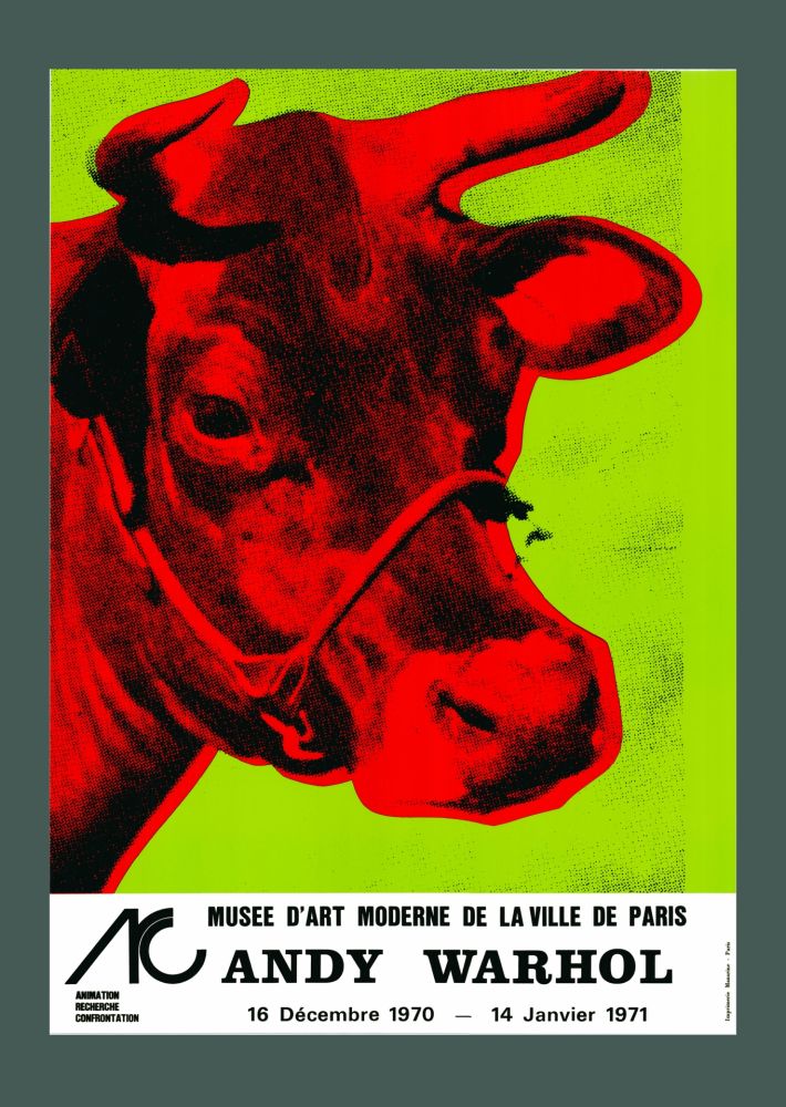 Lithographie De Andy Warhol Andy Warhol Cow Wallpaper Green 1970 Hand Signed Original Pop Art Poster With Coa Sur Amorosart