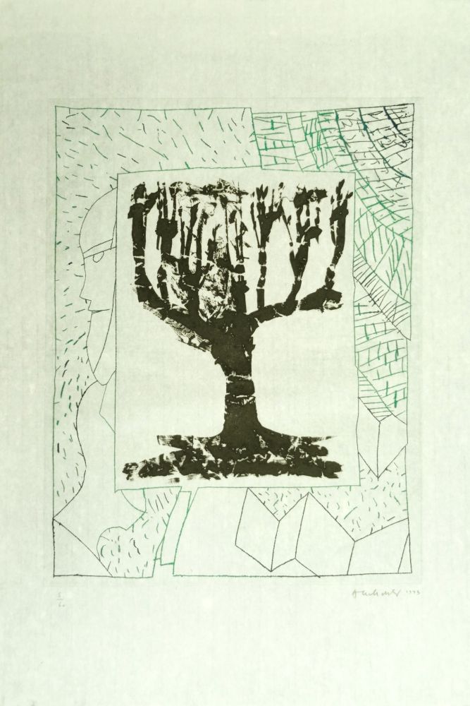 Gravure Alechinsky - Arbre central, au vert 