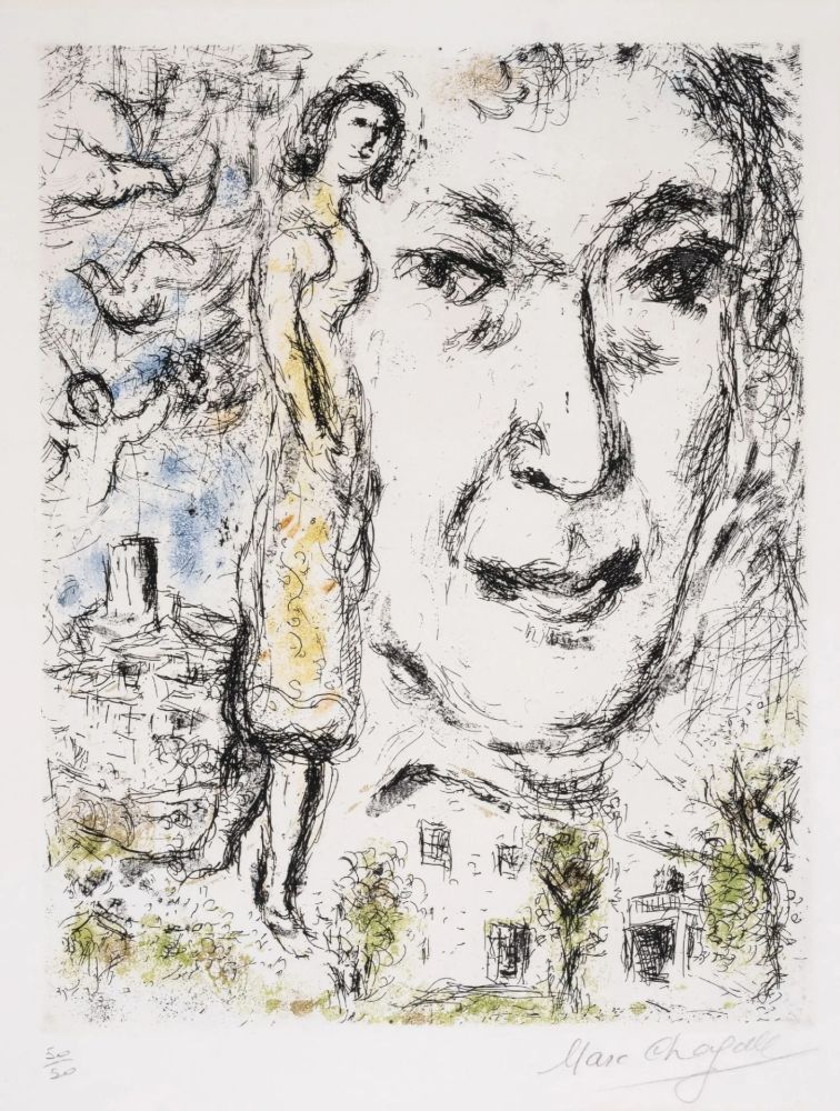 Eau-Forte Et Aquatinte Chagall - Autoportrait