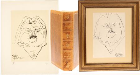 Lithographie Picasso - Balzac frontispice /plate number V and book