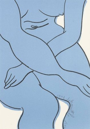 Lithographie Dokoupil - Blue Nude