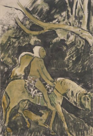 Lithographie Gauguin - Cavalier