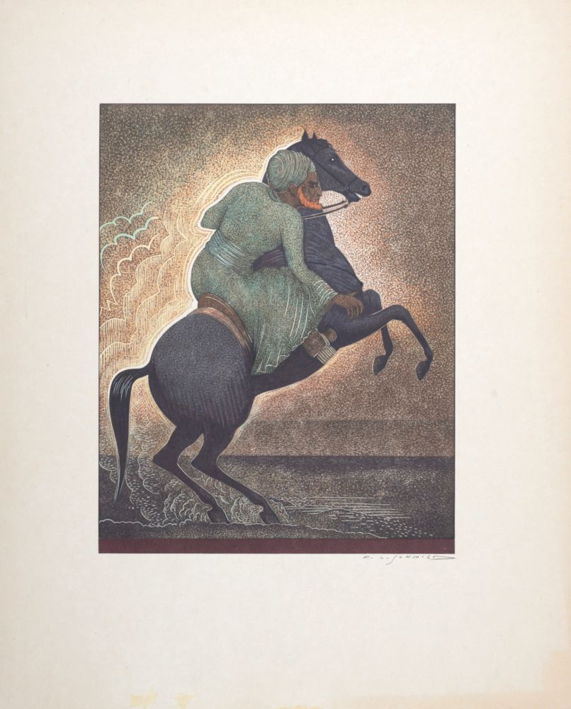 Gravure Sur Bois Schmied - Cavalier, 1930