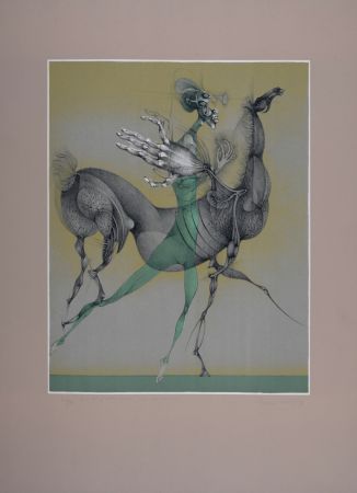 Lithographie Bouché - Cheval et cavalier, 1978 - Hand-signed