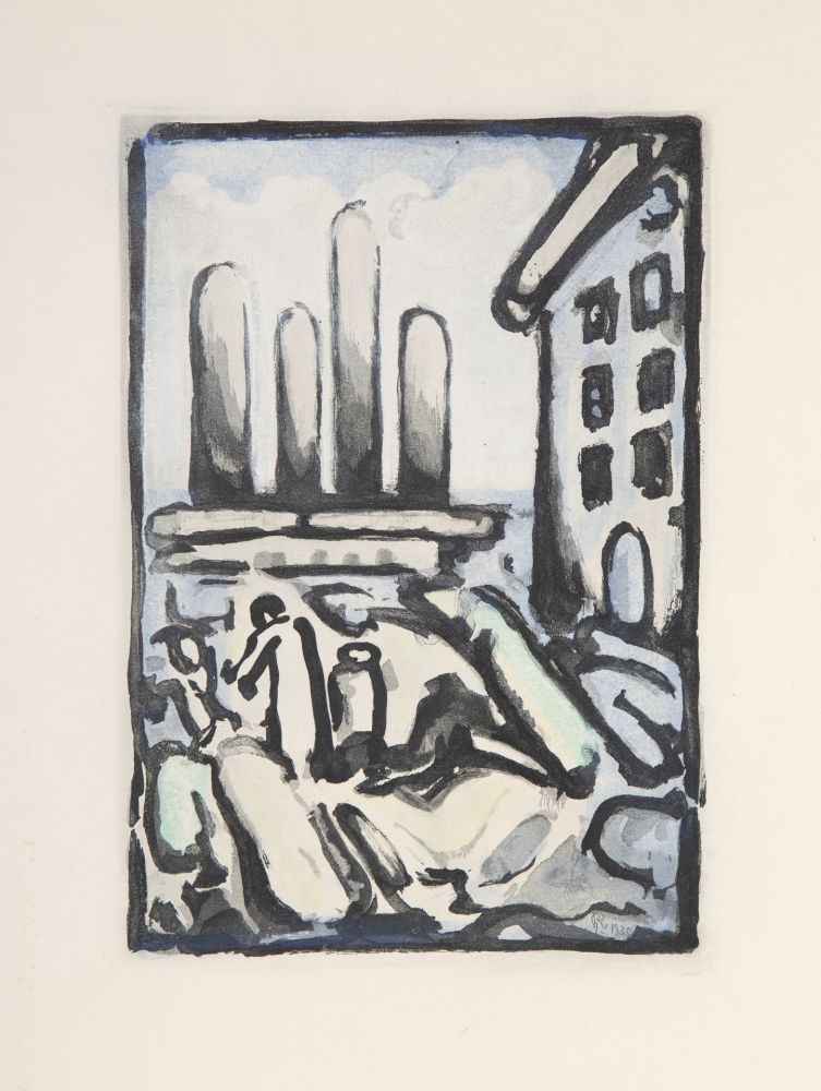 Eau-Forte Et Aquatinte Rouault - Christ Au Faubourg