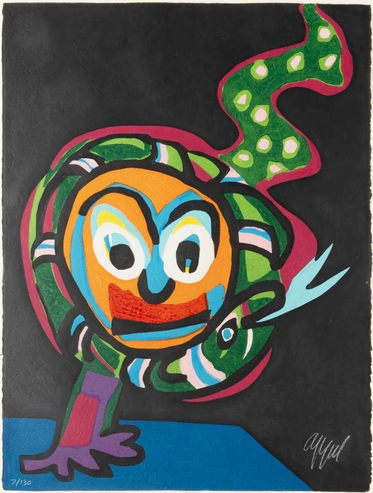 Gravure Sur Bois Appel - Clown au serpent