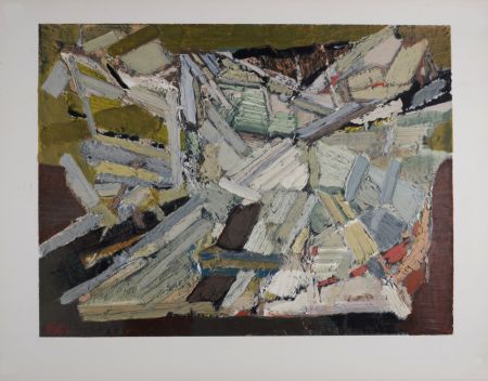 Lithographie De Stael - Composition abstraite, 1974