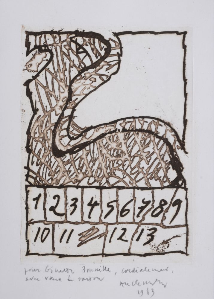 Gravure Alechinsky - Composition abstraite (Treize manières de regarder un fragment), 1979 - Hand-signed