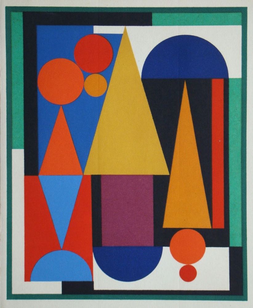 Sérigraphie Herbin - Composition sur le mot Fleur Fruit