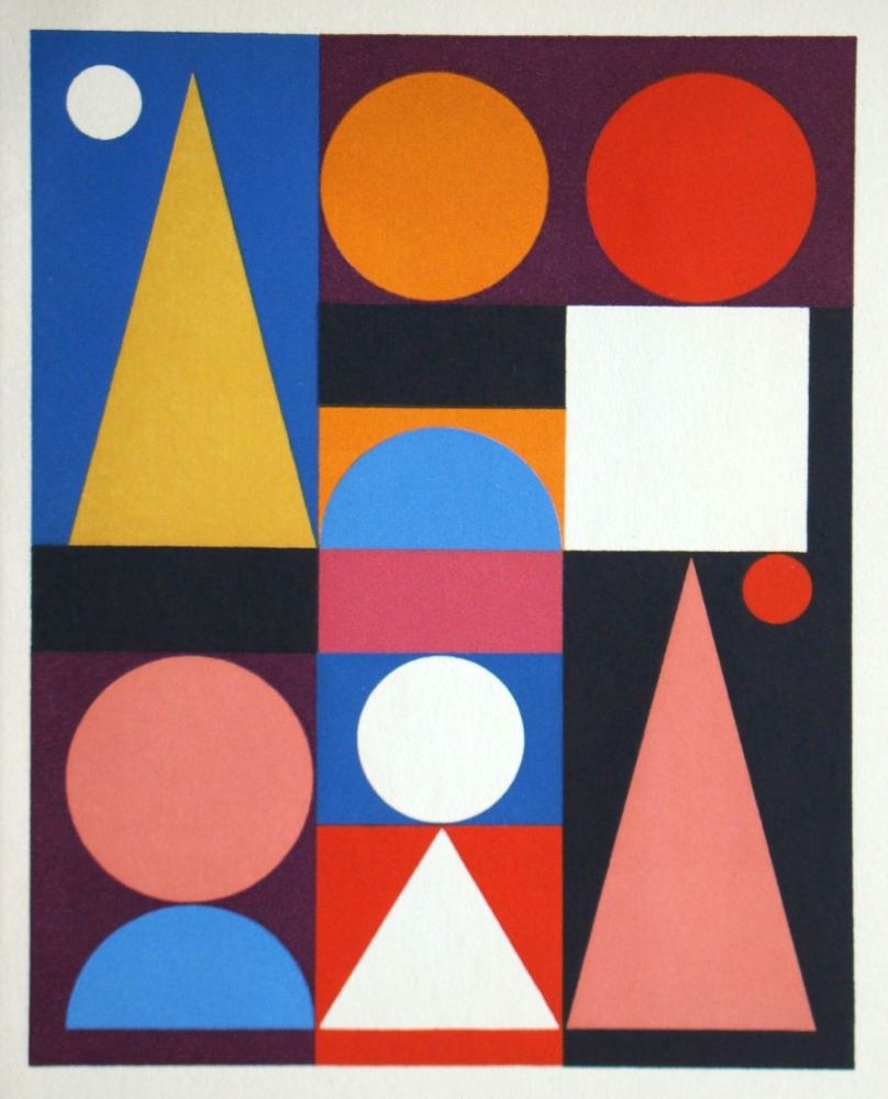 Sérigraphie Herbin - Composition sur le mot Jaune