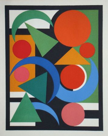 Sérigraphie Herbin - Composition sur le mot Oiseau