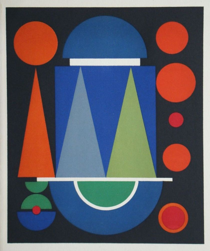 Sérigraphie Herbin - Composition sur le mot Rouge