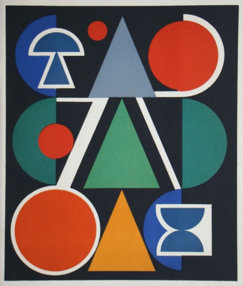 Sérigraphie Herbin - Composition sur le mot Rouge