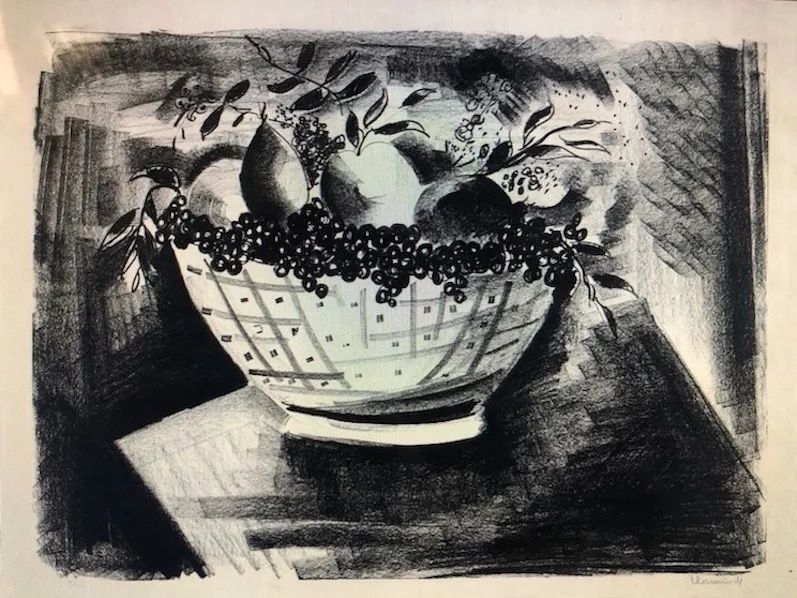 Lithographie Vlaminck - Coupe de fruits