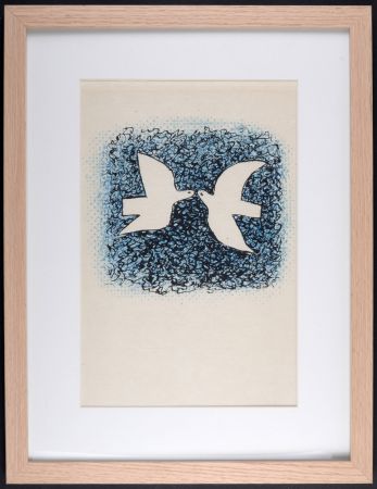Lithographie Braque - Couple d'oiseaux, 1963 - Framed