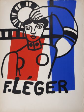 Lithographie Leger - Danseuse tricolore au tambourin, 1955.