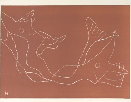 Linogravure Laurens - Deux sirènes, 1959
