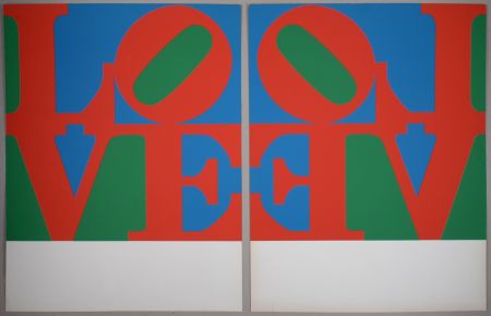 Sérigraphie Indiana - Diptych, from LOVE Wall (LOVE Frieze), 1967 - Hand-signed