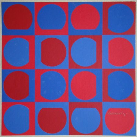 Sérigraphie Vasarely - Eridan Rouge