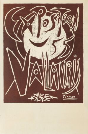 Linogravure Picasso - ' Exposition Vallauris 1955 '