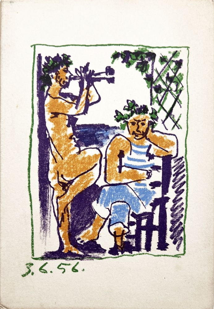 Lithographie Picasso - FAUNE ET MARIN. Méditerranée. Lithographie Originale (1956)