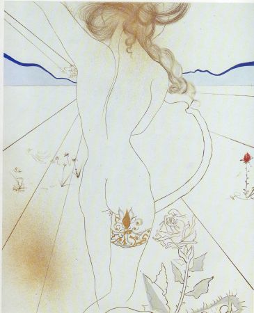 Eau-Forte Dali - Femme a la jarretiere