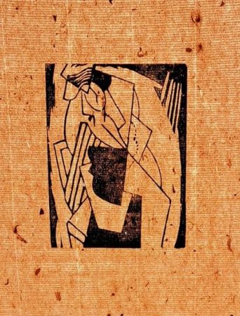 Linogravure Severini - Femme assise au chapeau