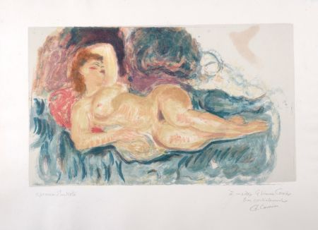 Lithographie Camoin - Femme nue allongée, circa 1950 - Hand-signed