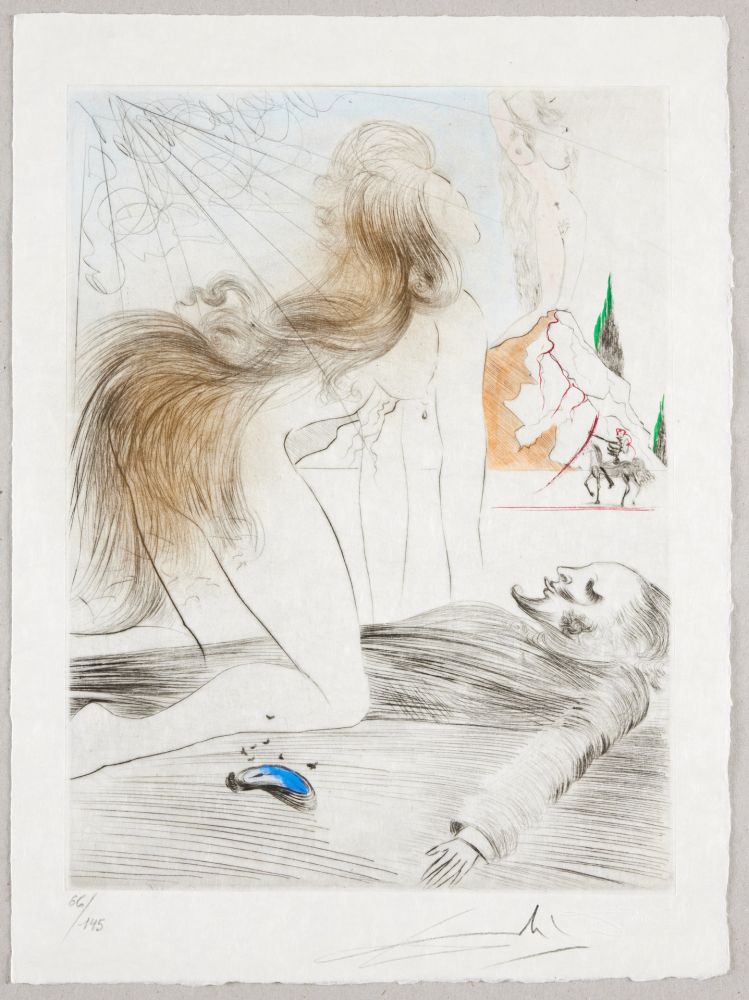 Eau-Forte Dali - Femme à genoux, Kneeling Woman