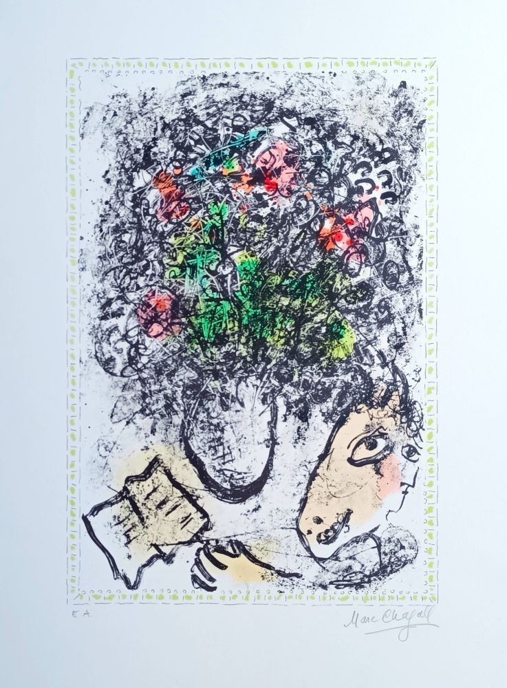 Lithographie Chagall - Fleurs d'art