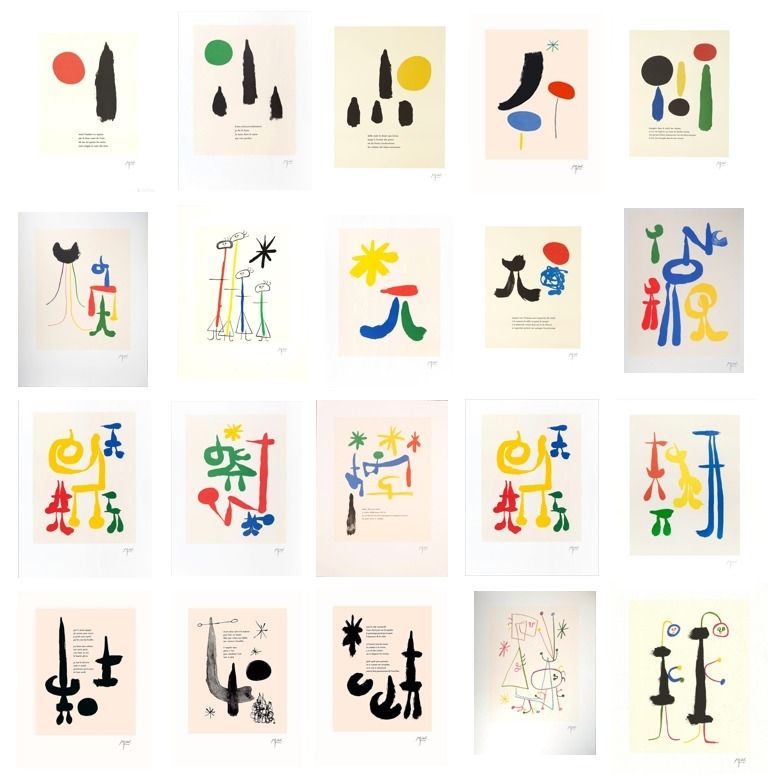 Lithographie Miró -  Full Suite of 19 Lithographs in colours and b&w, after Tzara's Parler Seul