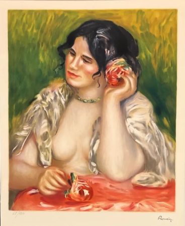 Lithographie Renoir - Gabrielle con una rosa