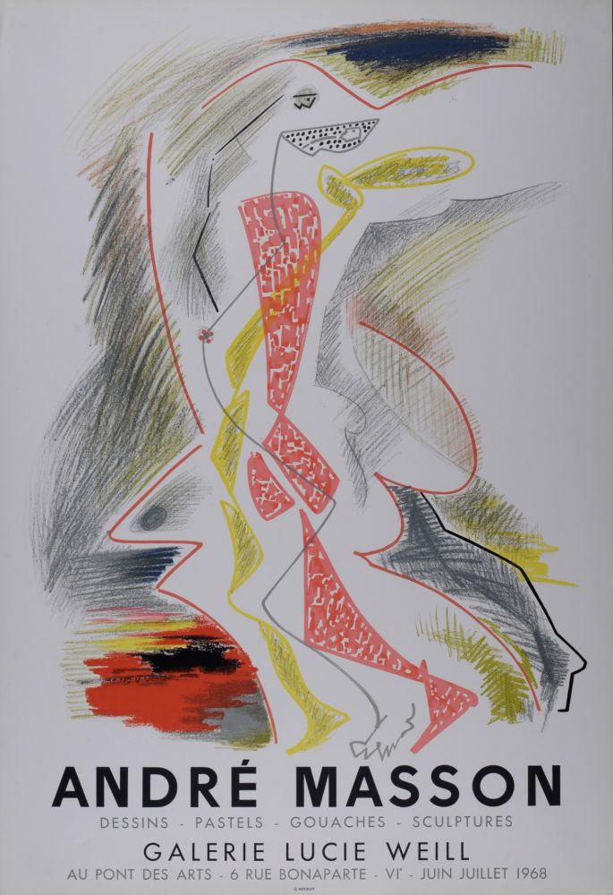 Lithographie Masson - Galerie Lucie Weill,  1968