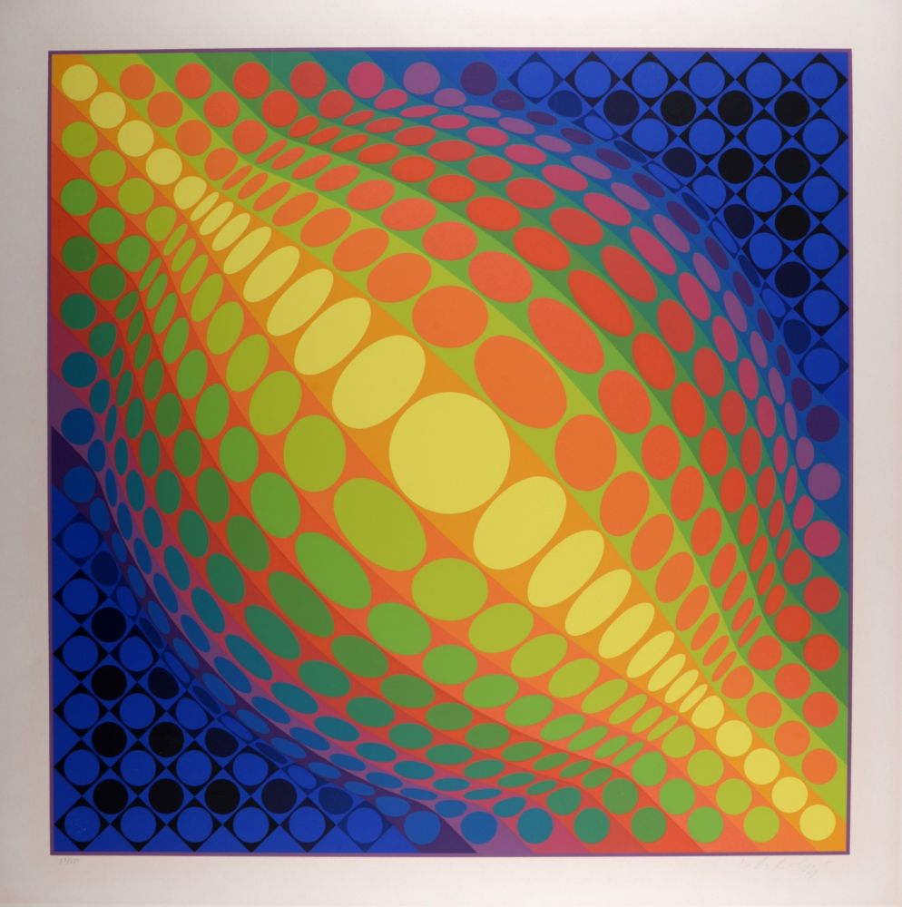 Sérigraphie Vasarely - Globe, 1974 - Hand-signed