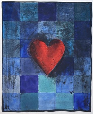 Gravure Sur Bois Dine - Hart in Blue