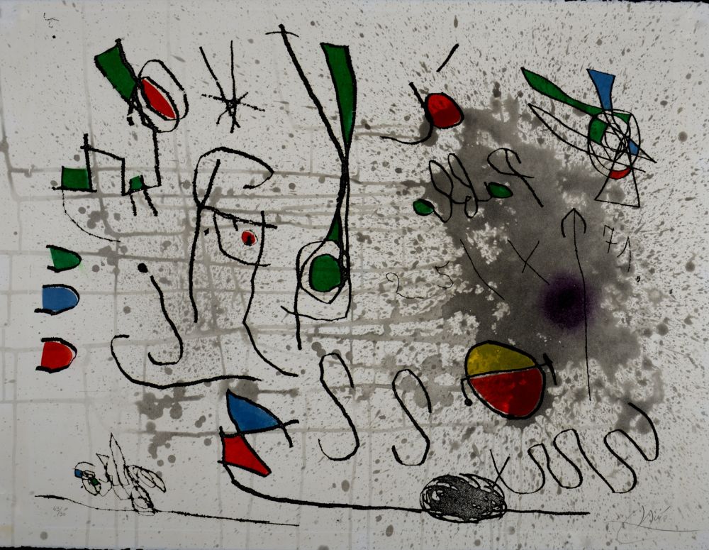 Gravure Miró - Homage to Picasso, 1972 - Hand-signed