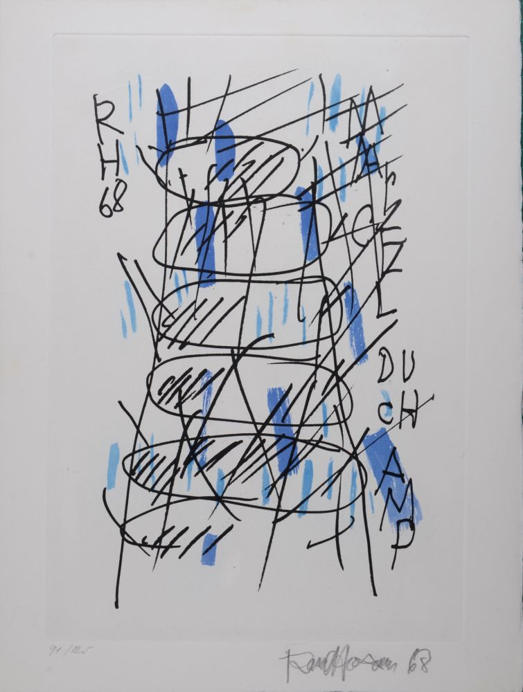 Gravure Hausmann - Hommage à Marcel Duchamp, 1971 - Hand-signed