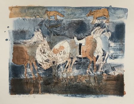 Lithographie Toledo - Horses