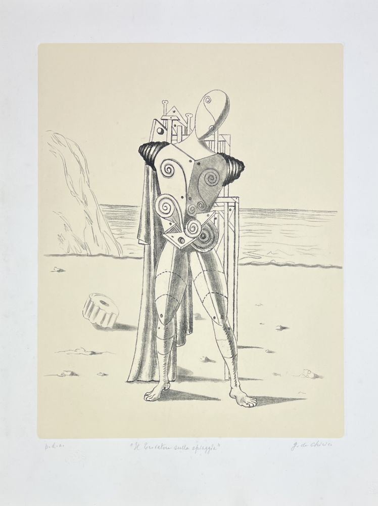 Gravure De Chirico - Il trovatore sulla spiaggia 