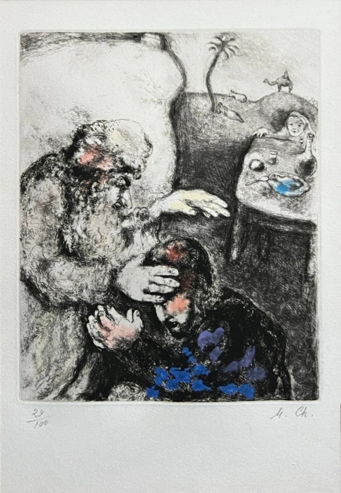 Eau-Forte Chagall - Jacob béni par Isaac