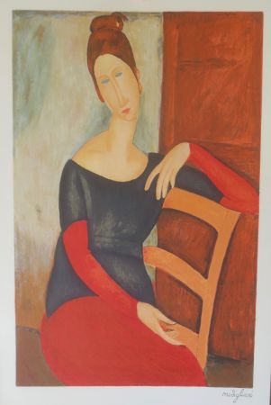 Lithographie Modigliani - Jeanne hebuterne a la chaise