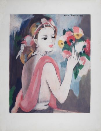 Eau-Forte Laurencin - Jeune femme au bouquet, circa 1980