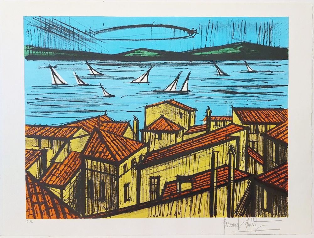 Lithographie Buffet - La baie de Saint-Tropez 