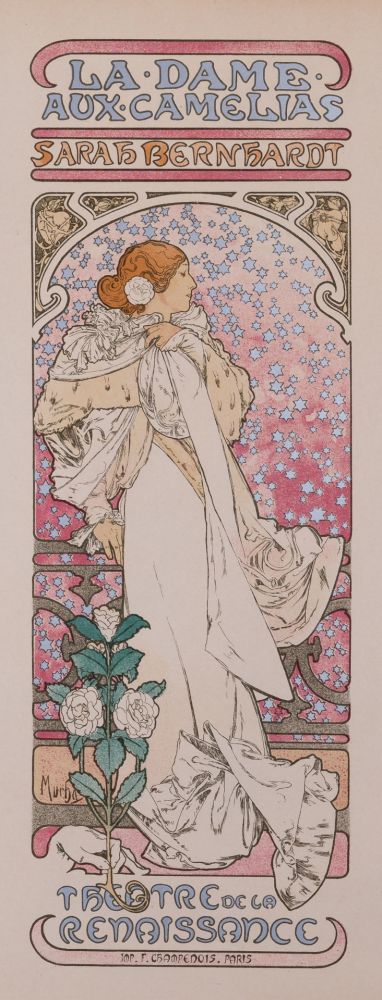 Lithographie de Alphonse Mucha, La Dame aux Camelias sur Amorosart