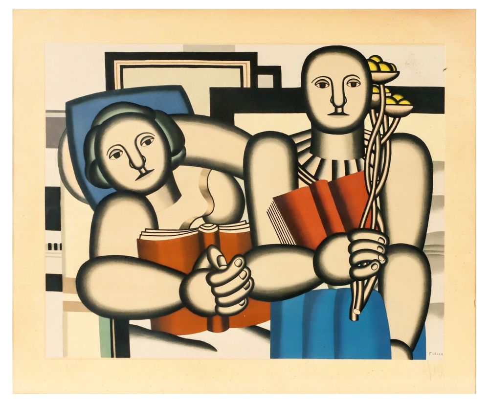 Lithographie Leger - LA LECTURE - 1924. Lithographie signée et numérotée 85/350 (Galerie Louis Carré 1953)