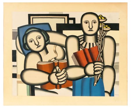 Lithographie Leger - LA LECTURE - 1924. Lithographie signée et numérotée (Galerie Louis Carré 1953)