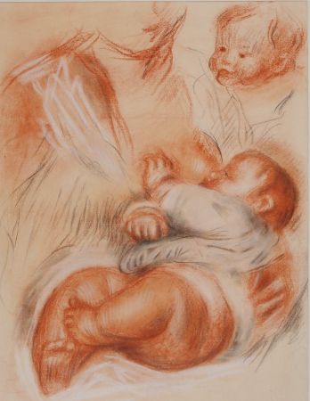 Lithographie Renoir - La maternité
