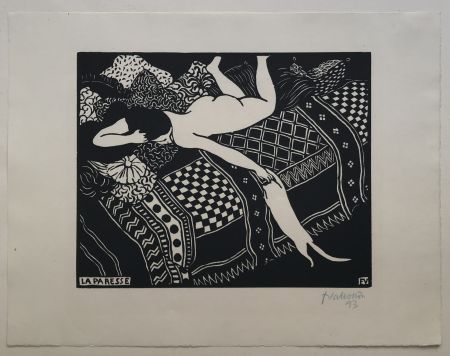 Gravure Sur Bois Vallotton - La Paresse (Laziness)