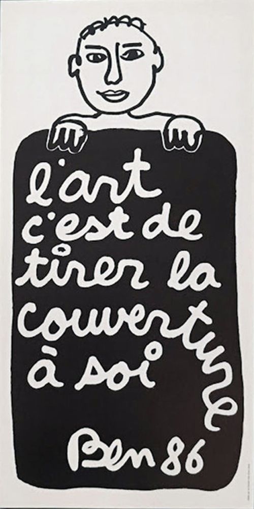 Affiche Vautier - ' L'at c'est de tirer la couverture à soi '